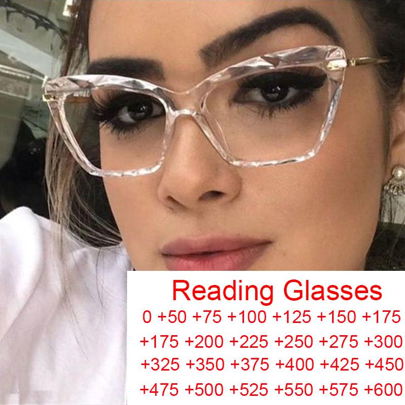 

Sunglasses Reading Glasses Clear Cat Eye Prescription Eyeglasses Frame Ladies Women Fake Luxury Designer Hyperopia With DegreesSunglasses