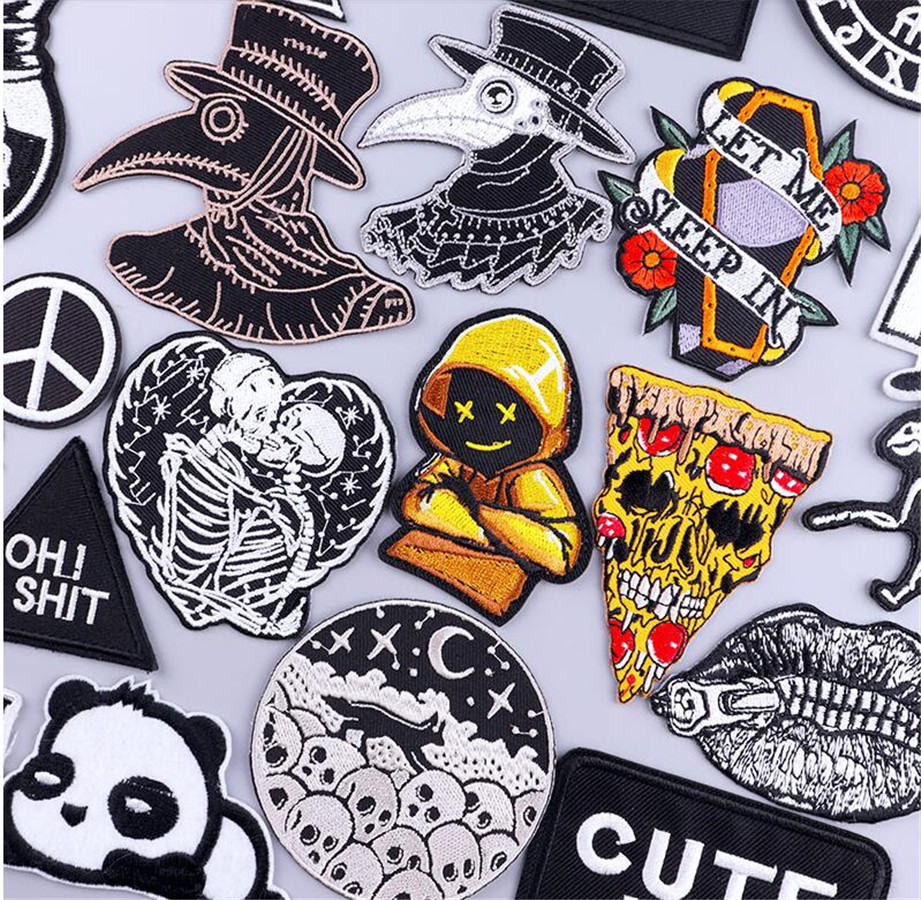 

Collectable fans Clothes Stickers Hippie Rock Embroidered Patches For Clothing Iron On Patch Skull Biker Stripes for Jackets