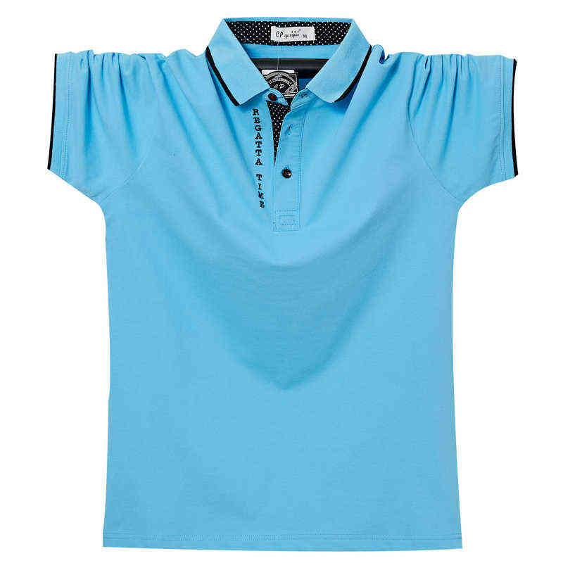 

Summer Men Polo Shirt Mens Classic Solid Polo Shirts Cotton Shirt Large Size Casual Fashion Men Plus 6XL 5XL XXXXL Y220531, Dark blue