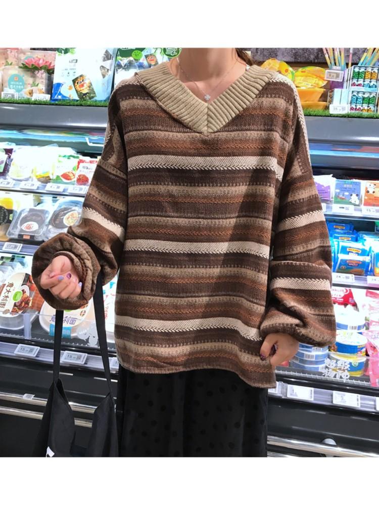 

Women's Hoodies & Sweatshirts Autumn 2022 Fashion Streetwear Long Sleeve O-Neck Women Stripe Loose Tops Pullover Sweatshirt Clothes, Gray