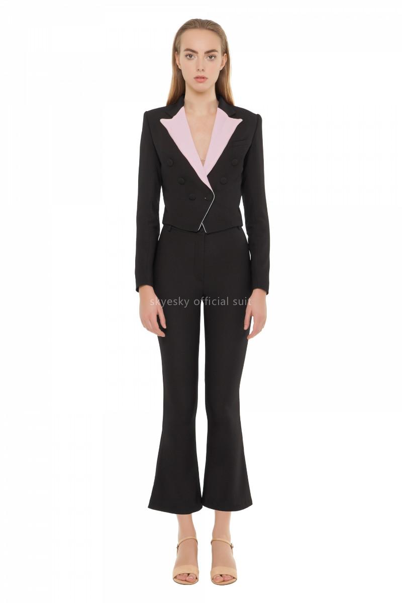 

Women's Two Piece Pants Women Tuxedo Vest Work Suits Set Ladies SuitWomen's, Black