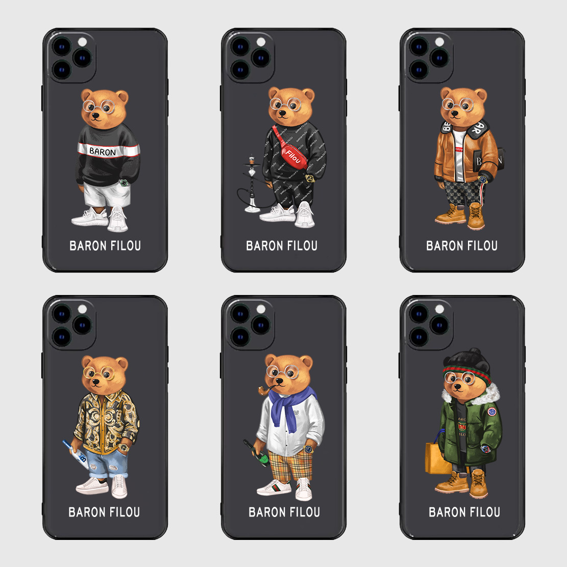 

Cute Fashion Bear Silicone Phone Cases For iPhone 6s Plus 11 8 13 XR SE2 12 Max Mini Pro X 6 XS 7 Luxury Brand Clear Soft Cover Box