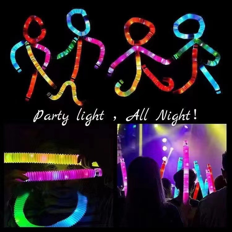 

Fidget Toys Pop Tube Luminous Decompression Water pipe Telescopic DIY With Light Stretching Decompression LED Toy