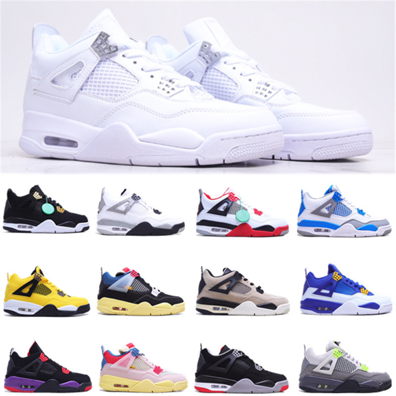 

New Arrival Jordam 4 Mens Basketball Shoes Travis Scotts White University Blue Sports Running Shoe Jumpman 4s Trainers Women Fashion, 18