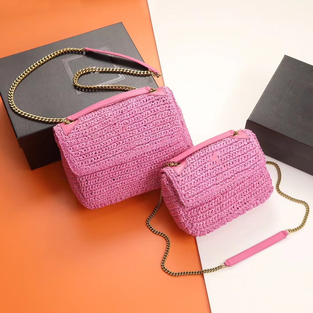 

High quality brown straw woven shoulder bagLafite woven tote bags aaaaaa, Peach