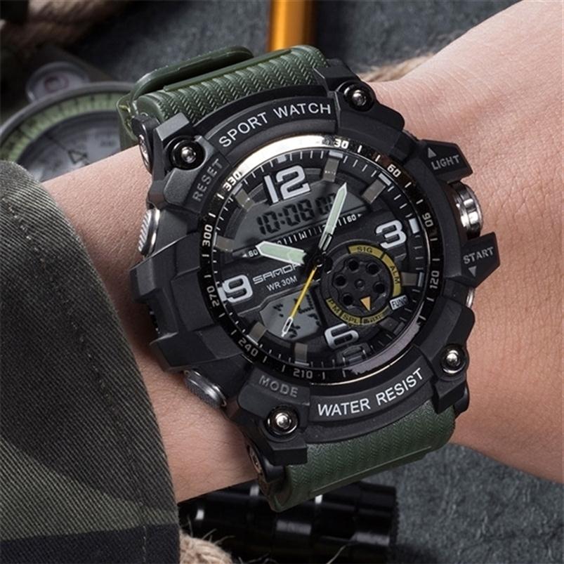 

Sport G Watch Dual Time Men Watches 50m Waterproof Male Clock Military Watches for Men Shock Resisitant Sport Watches Gifts X0524230H, Black