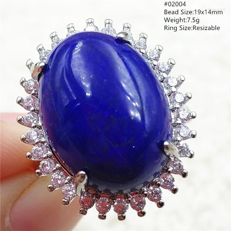 

Cluster Rings Natural Blue Lapis Lazuli Ring Woman Men Oval Beads 19x14mm 925 Sterling Silver Crystal Adjustable AAAAAACluster