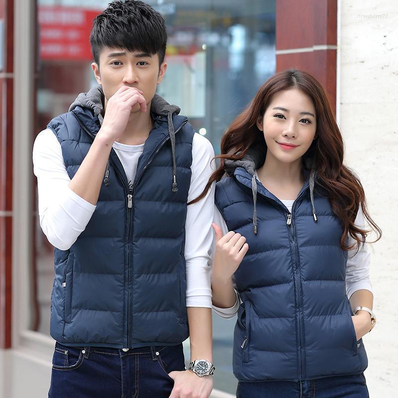 

Men's Vests Slim Man And Women Vest Spring Winters Down Hooded Padded Couple Sleeveless Jacket Casual Coat Outerwear Lover 881 Stra22, Dark blue