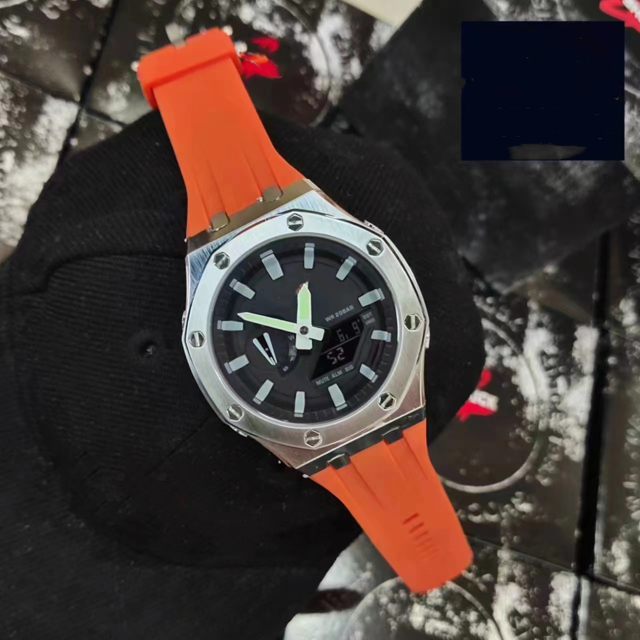 

2022 new modified version 2100 watch dual display dial men's sports multifunctional waterproof LED lights automatic boy shockproof, G-2100-3