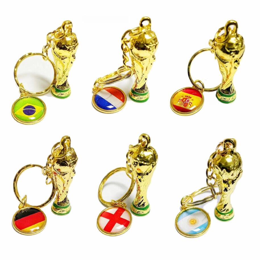 

2022 World Cup cup trophy key chain hanging decoration alloy handicraft pendant football award display Top 32 Country Keychains