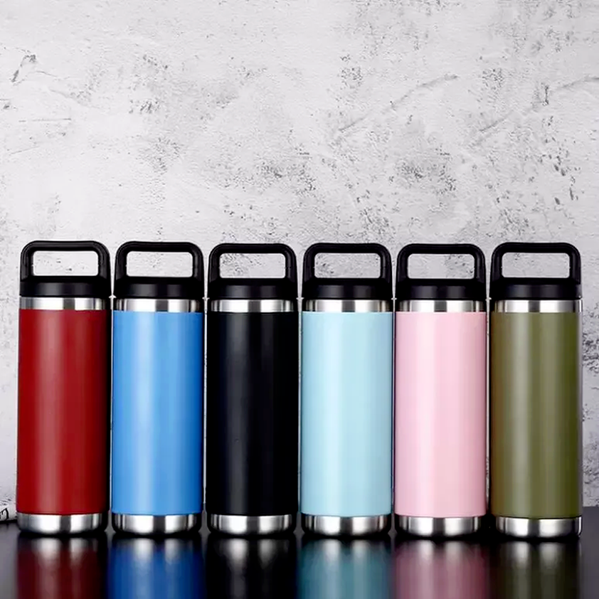 

NEW!!! 18oz Water Bottles Handle Stainless Steel Cup 11 Colors Double Wall Vacuum Beer Kettle Flasks Outdoor Camping Sport Bottles Drinkware C0425, Customize