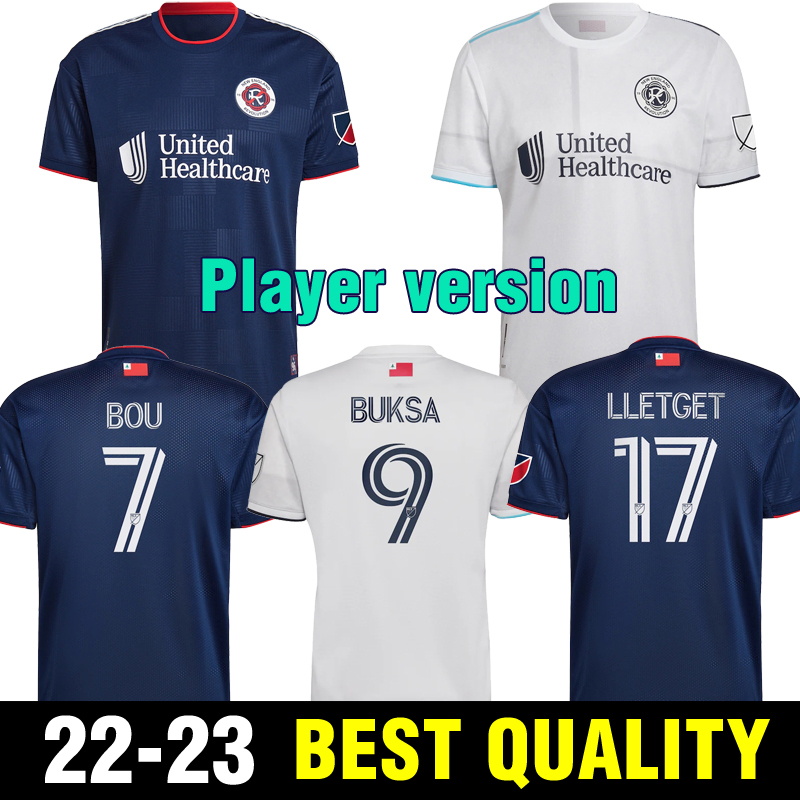 

mls 2022 2023 New Revolution soccer jerseys 22 23 home away #7 Bou #9 Buksa #10 GIL #23 BELL #11 Boateng #17 Lletget #24 JONES Liberty kit football shirts top thailand