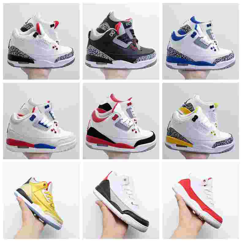 

kids shoes toddler designer Jumpman 3 Running basketball shoe J3 childrens school shoes sneaker fashion girls boys baby White Black youth sports all match sneakers, Box