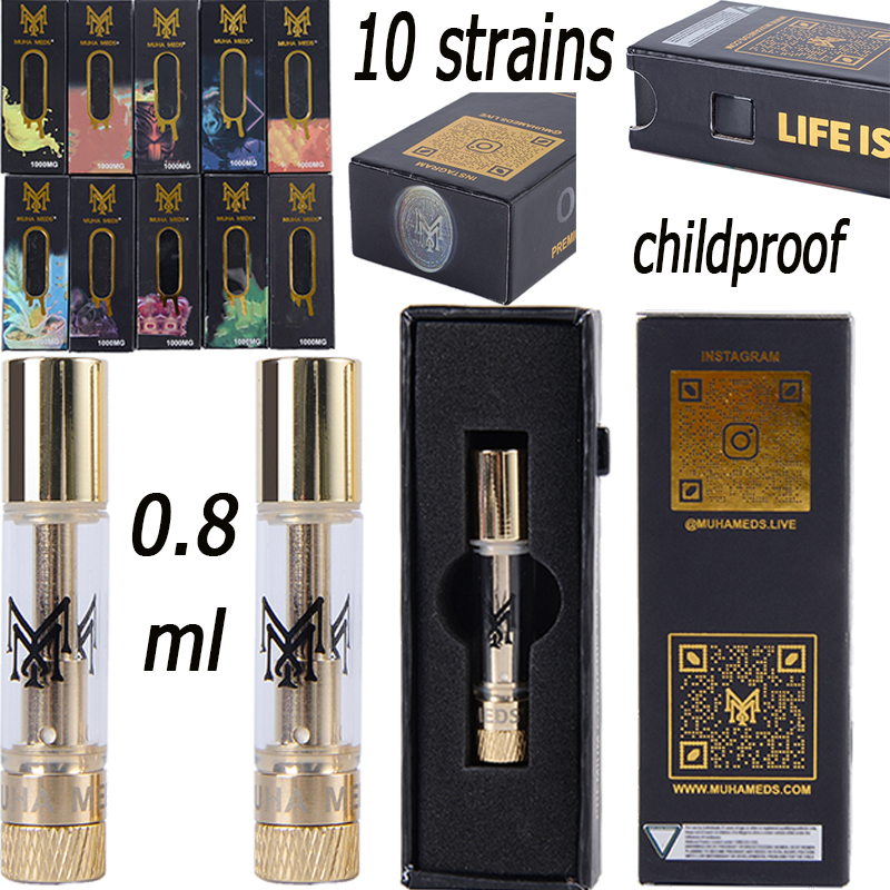 

15 Strains Hologram Box Muha Meds Atomizers Empty Carts Vape Cartridges Packaging 0.8ml Ceramic Thick Oil Dab Pen Vaporizer 510 Thread