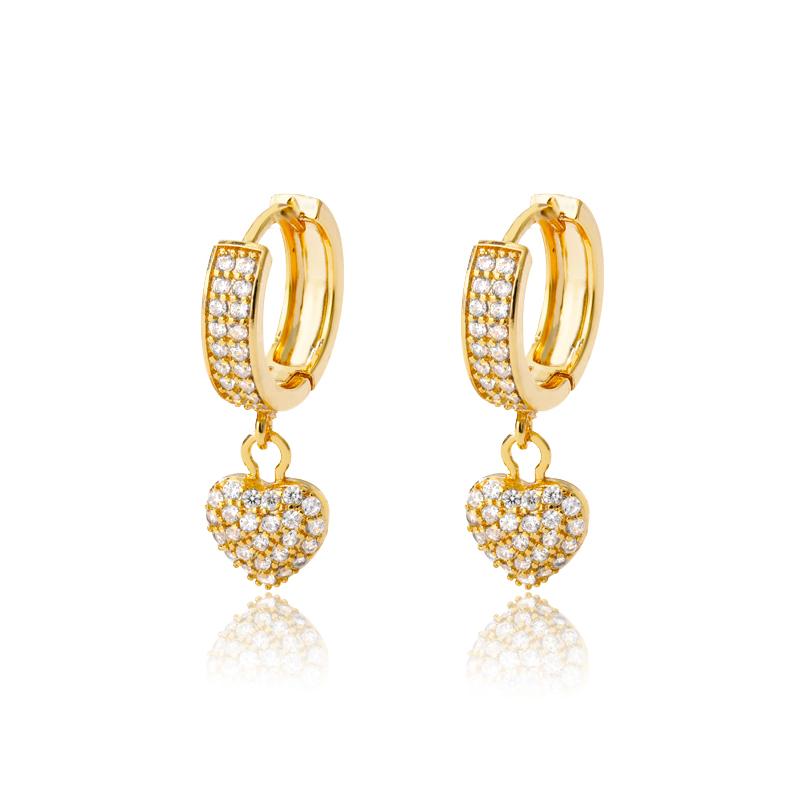 

Dangle & Chandelier Heart Hoop Earring For Women Creative Zircon Lover Wedding Geometric Drop Earrings Accessories Jewelry Gift Bijoux Femme