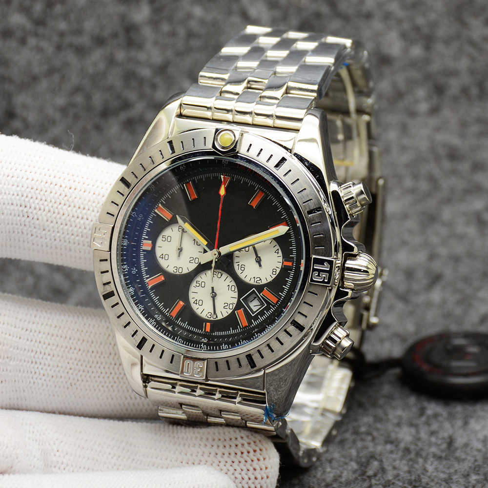 

B01 44MM Chronomat Quality Watch Chronograph Quartz Movement Black Dial 50TH ANNIVERSARY Men Watch Stainless Steel Strap Mens Wristwatches