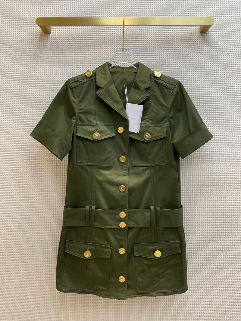 

Casual Dresses 2022FW Autumn Fashion Women Army Green Short Sleeve Cotton Dress For Female Rmsx 6.11