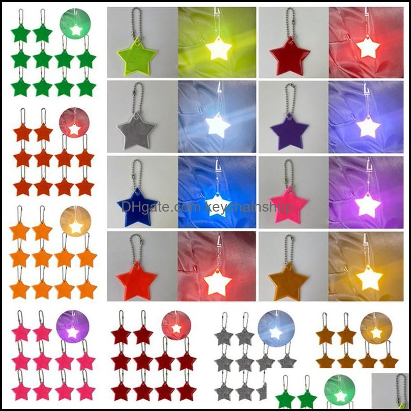 

Keychains Fashion Accessories 10Pcs Child Safety Reflectors Keyrings Stylish Reflective Stars Gear Backpacks Strollers Jacke Dh1Lk