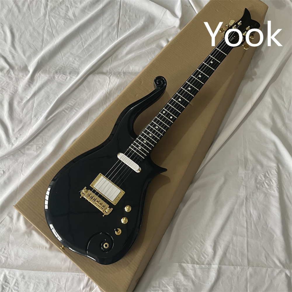 

In stock Black full-body little Prince electric guitar white dot fingerboard guitarra guitars