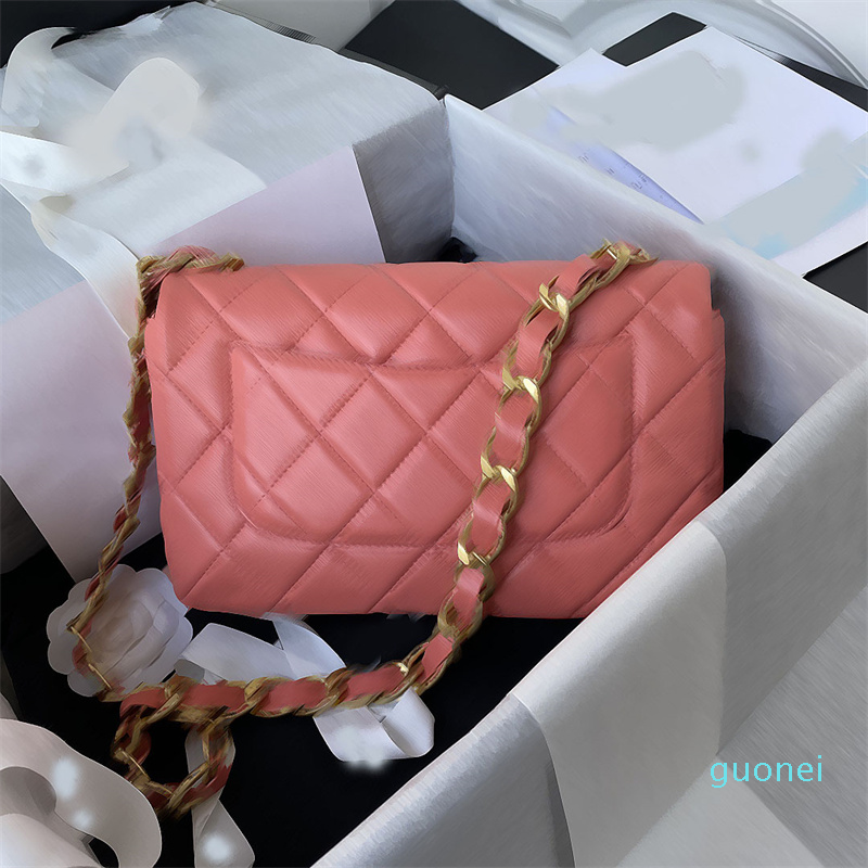 

2022 Fashion handbag 22s Flap bag with bold gold chain bag Women's body purses, Official imported Genuine leather from France, Black