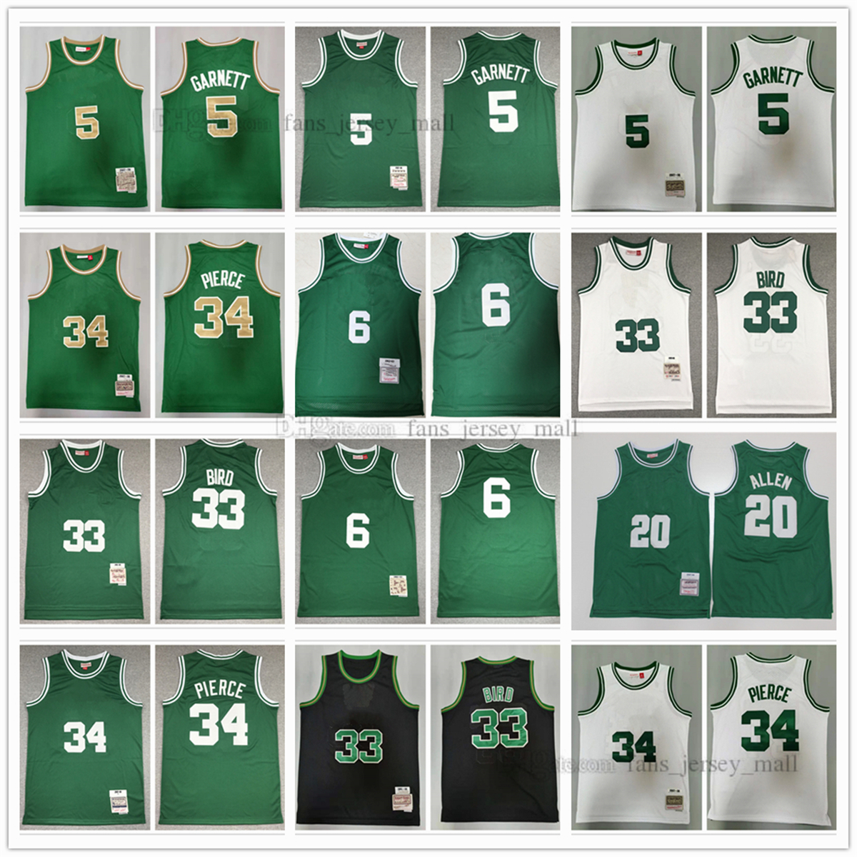 

Stitched Mitchell Ness Jersey Basketball 33 Larry 34 Paul Bird Pierce 5 Kevin 6 Bill Garnett Russell 9 Rajon 20 Ray Rondo Allen Jerseys Retro 98-99 White Blue, Same as picture