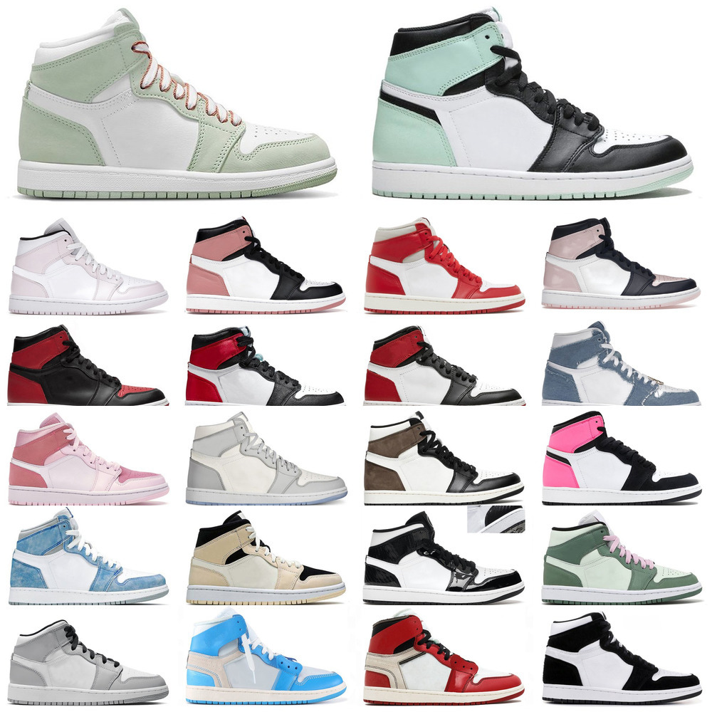 

With Box Designer 1 1s Jumpman Mens Basketball Shoes University Blue Panda Unc High Newstalgia OG Dark Mocha Mid Dutch Green Carbon, 36-47 seafoam