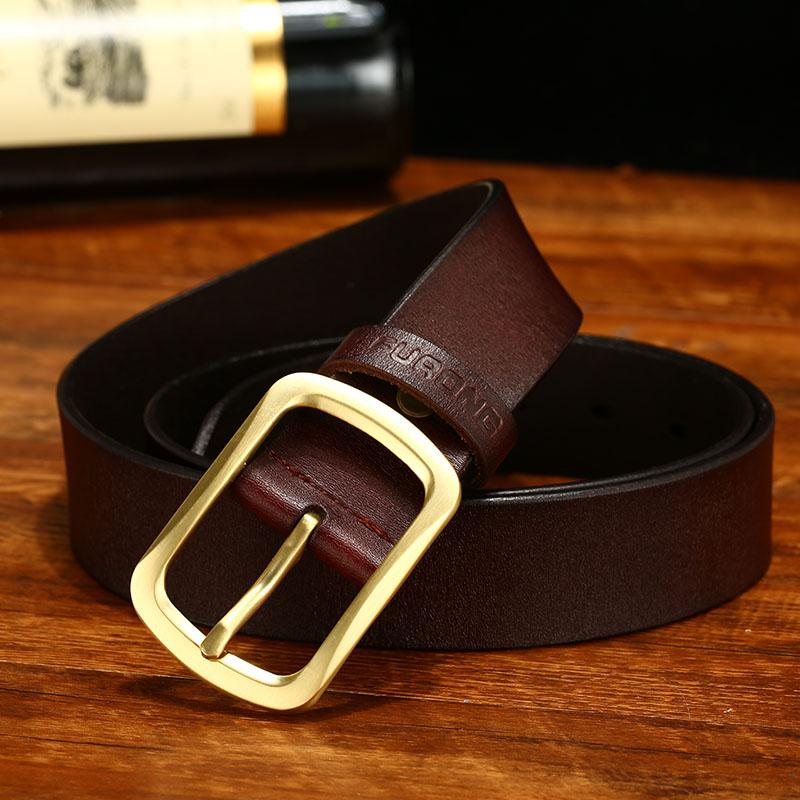 

Belts Vintage Men Designer Genuine Cow Skin Pin Buckle 4 Colors Waist Full-grain Fashion Leather Men's JeansBeltsBelts, Black