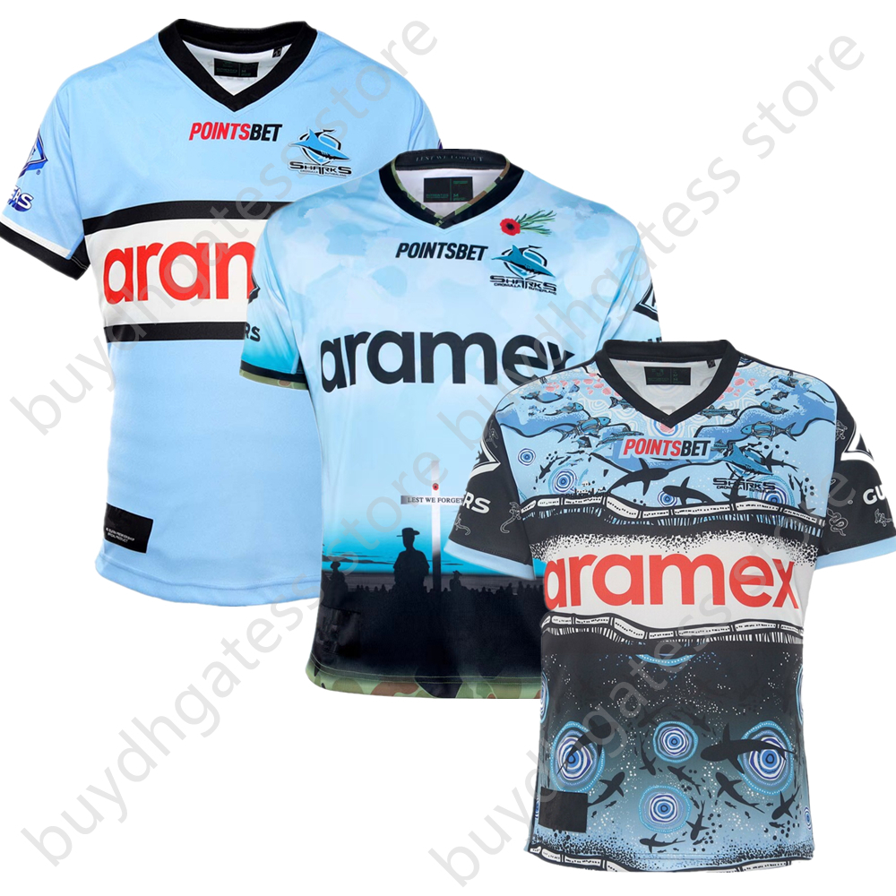 

I7q2 2022 New Rugby Jersey Men's Short Sleeve t Shirts Cronulla Sutherland Indigenous Australia Sharks Heritage Anzac, 2022 home