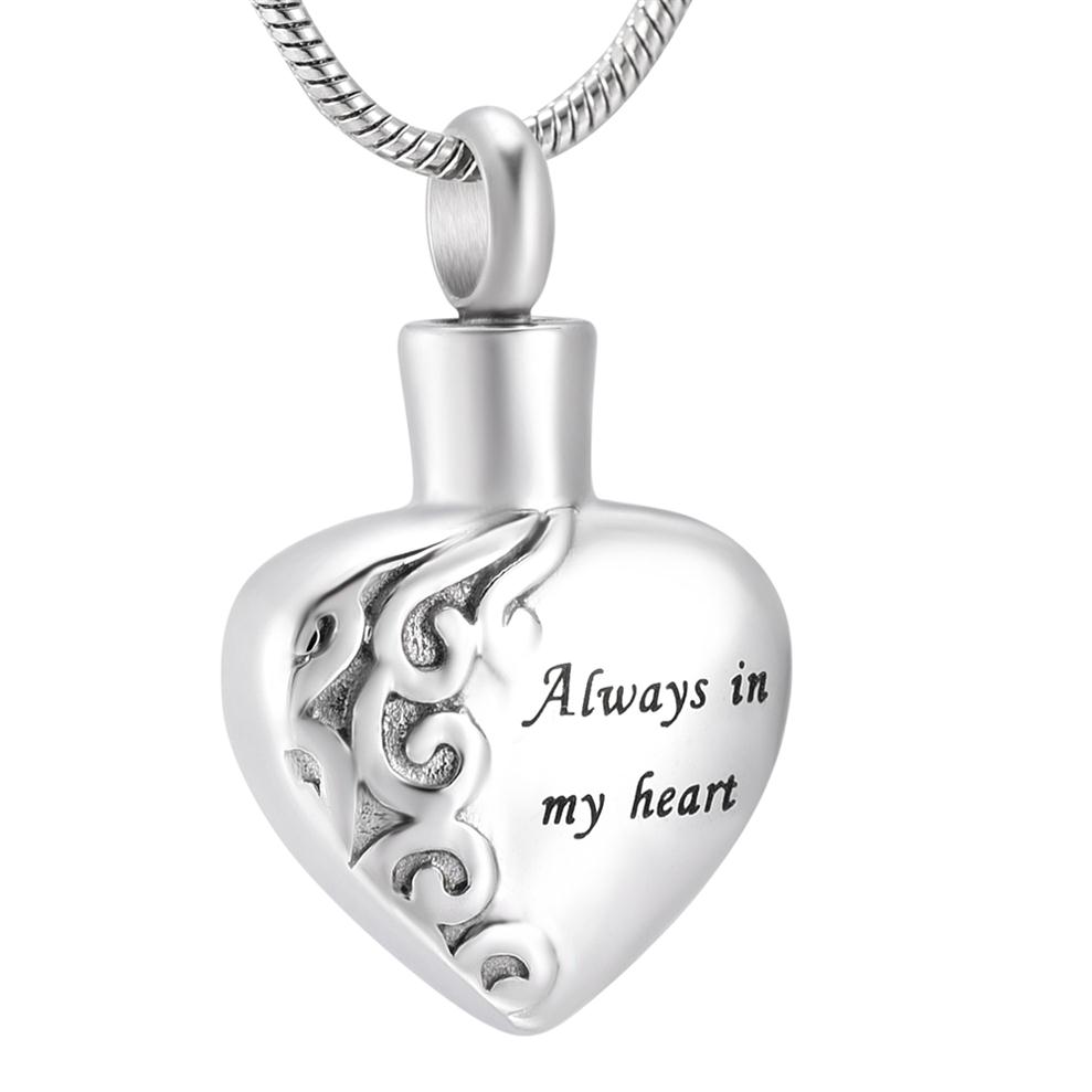 

LkJ10021 Classic Ash Pendant Necklace Mens/Women Memorial Jewelry Carving Always in My Heart Dog Cat Paw Cremation Urn Keepsake Ne246E