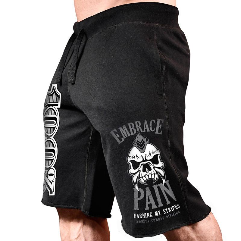 

Men's Shorts Men's Sports Leisure Running Cotton Trend Large Size Printing Summer Gym Fitness Fashion Training PantsMen's, Black