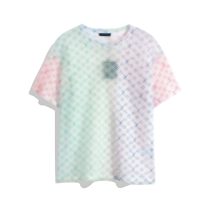 

2022 NEW Mens Womens Designer T shirts Gradient mesh long full print short-sleeved t-shirt Top Quality Cotton Casual Tees Short Sleeve Luxe TShirts