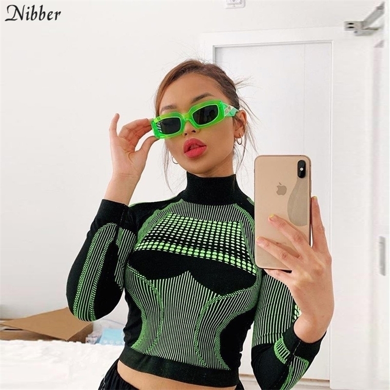 

Nibber Women Basic Tshirt Tops Autumn winter Active Wear Slim Long sleeve Tshirt green blue wild Sports top Y200109