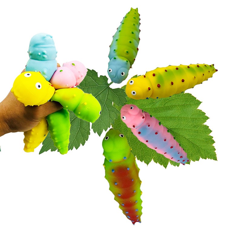 Fidget Toys New TPR Simulation Caterpillar Flour Decompression Vent Decompression Kneading Music Ball Wholesale of Children's Toy-image-760163986