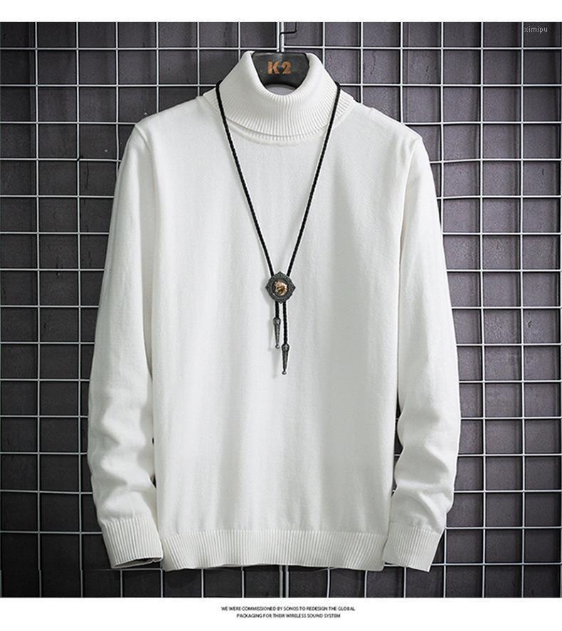 

Men's Sweaters Men Turtleneck Knitted Sweater Autumn Winter Harajuku Korean Style Fashion Jumper High Neck Oversized Pullover For, Black