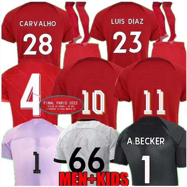 

21 22 23 season home away 3rd RED soccer jerseys Carvalho 2022 2023 Mohamed Diogo Luis DIaz football shirts men kids kits uniform Fabio Alexander Arnold Alisson, 21/22 home adult