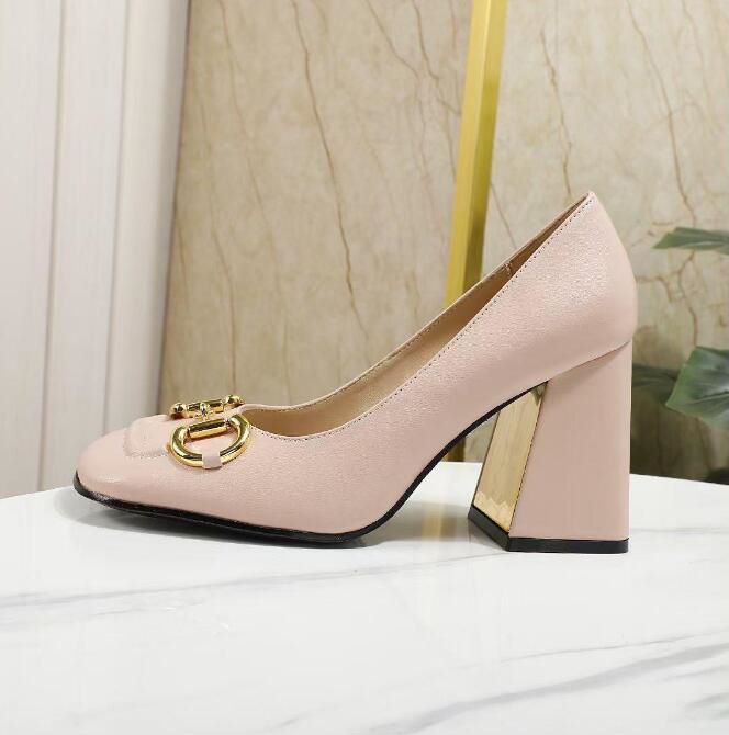 Elegant Style Women's Horsebit Sandals Shoes High Heels Gold-toned Slip On Pumps Lady Leather White Black Pink Comfort Walking EU35-40