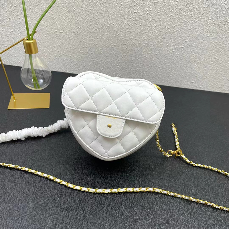 

AAA+Cross Body Designer Bags Flap Bag Luxury Designer Handbags Peach Heart Shape Leather Women Wallet Crossbody Purse Messenger Tote Chain Strap 17cm, Add box