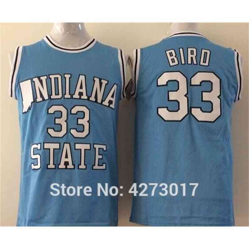 State Sycamores College 33 rry Bird Jersey Basketball Springs Valley High School 1992 Dream Team Gilet bleu Chemise