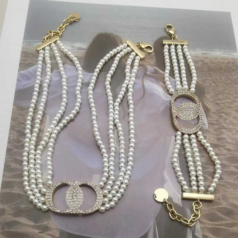 

Designer Fashion Pearl Necklace Bracelet Net Red Brass Ladies Birthday Wedding Couple Gift Chokers Jewelry