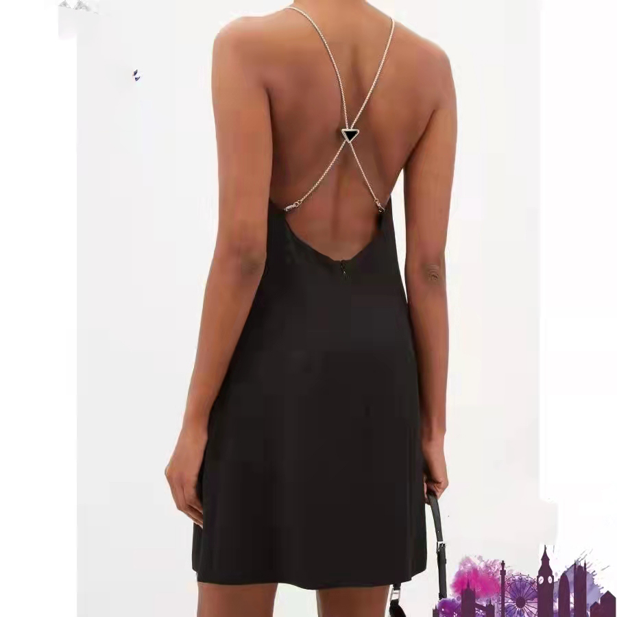 

Womens Casual Dresses Sleeveless Halter Skirt Woman Dress Vest Spring Summer Outwear Slim Style With Budge Letter Lady Sexy Dresses Shirt, Bag