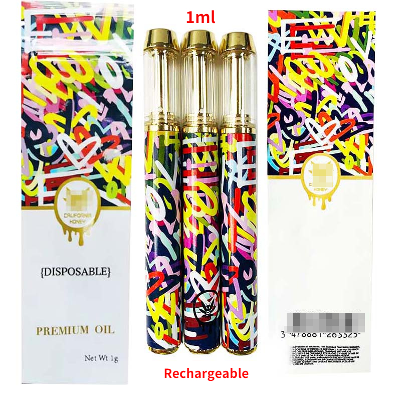 

Newest CALIFORNIA HONEY Disposable Vape Pens E Cigarettes Rechargeable 530mAh Battery 510 Thread 1ml Cartridges Thick Oil Carts Atomizers With Packaging Bags