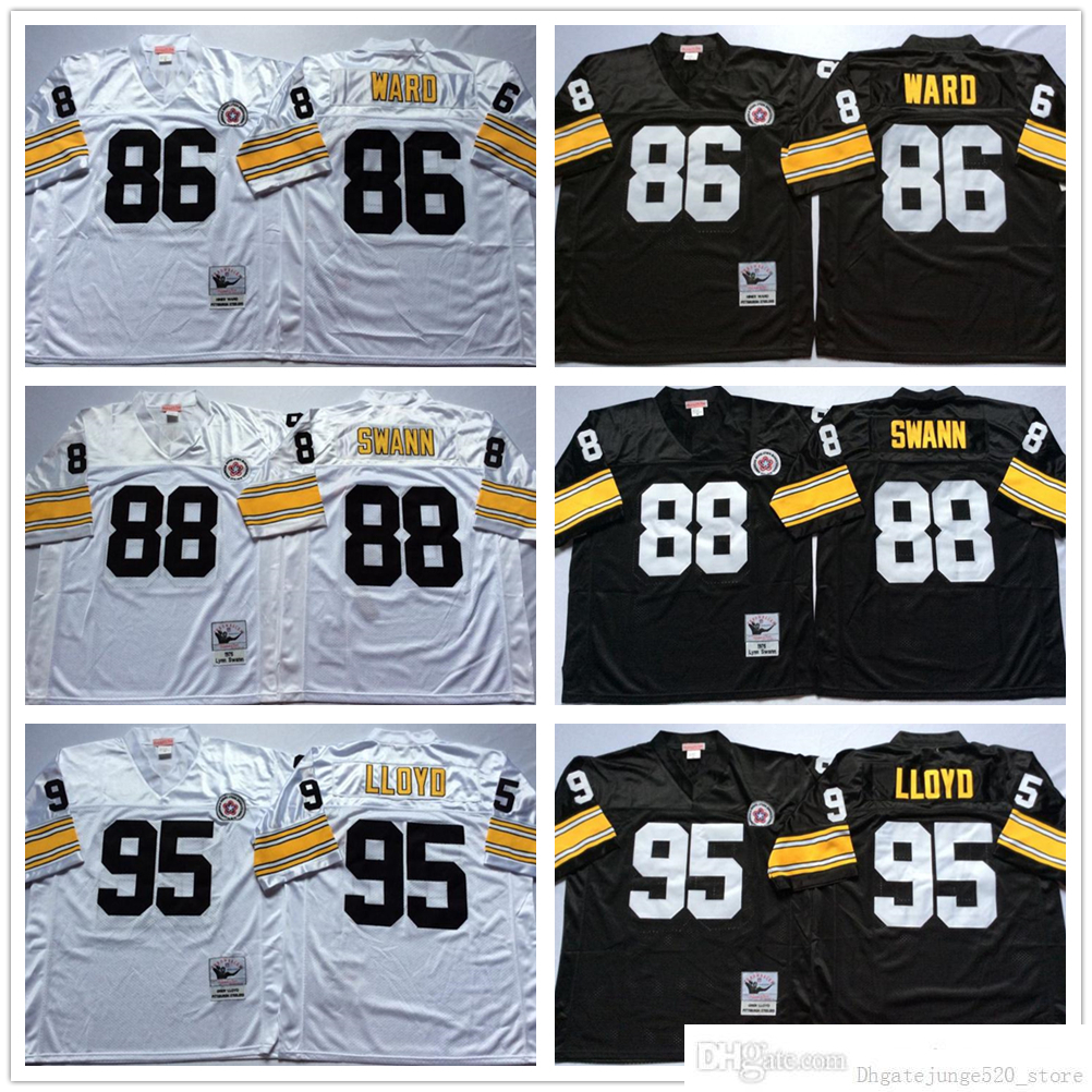 

NCAA Vintage Mitchell and Ness Football 86 Hines Ward Jerseys Retro Stitch 88 Lynn Swann 95 Greg Lloyd Jersey Black White, Same as picture