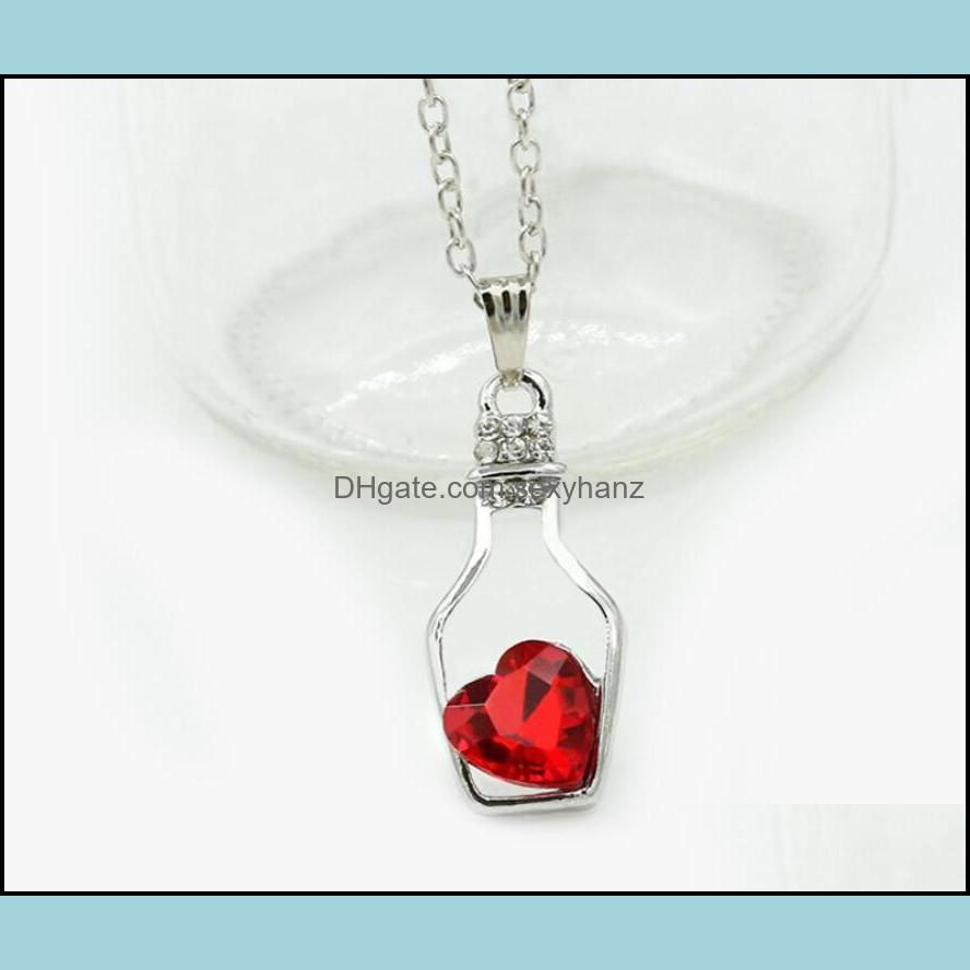 

Pendant Necklaces Pendants Jewelry New Love Crystal Bottle Necklace Wishing Drift Bottles Clavicle Chain For Women Girls Gift 9 Colors Dro