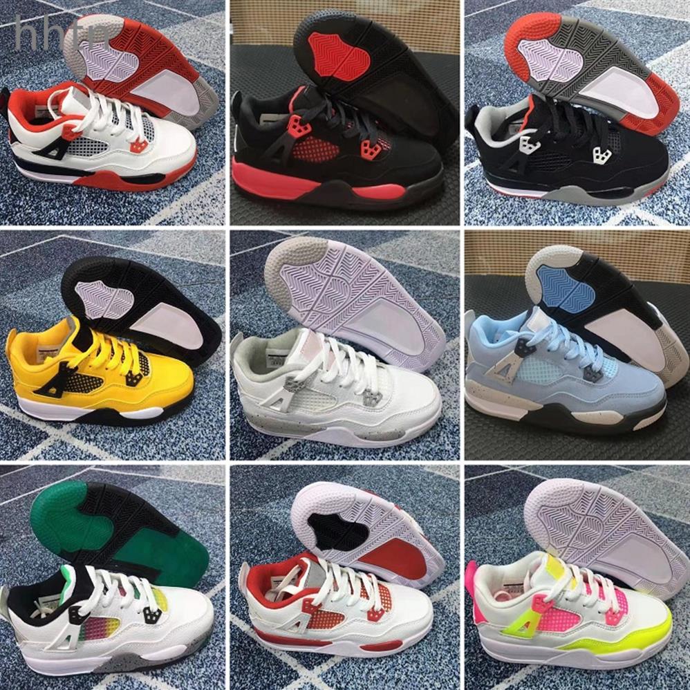 

2022 low basketball shoes 4s black orange red boys girls Youth kids IV sneakers size 28-352417, Customize