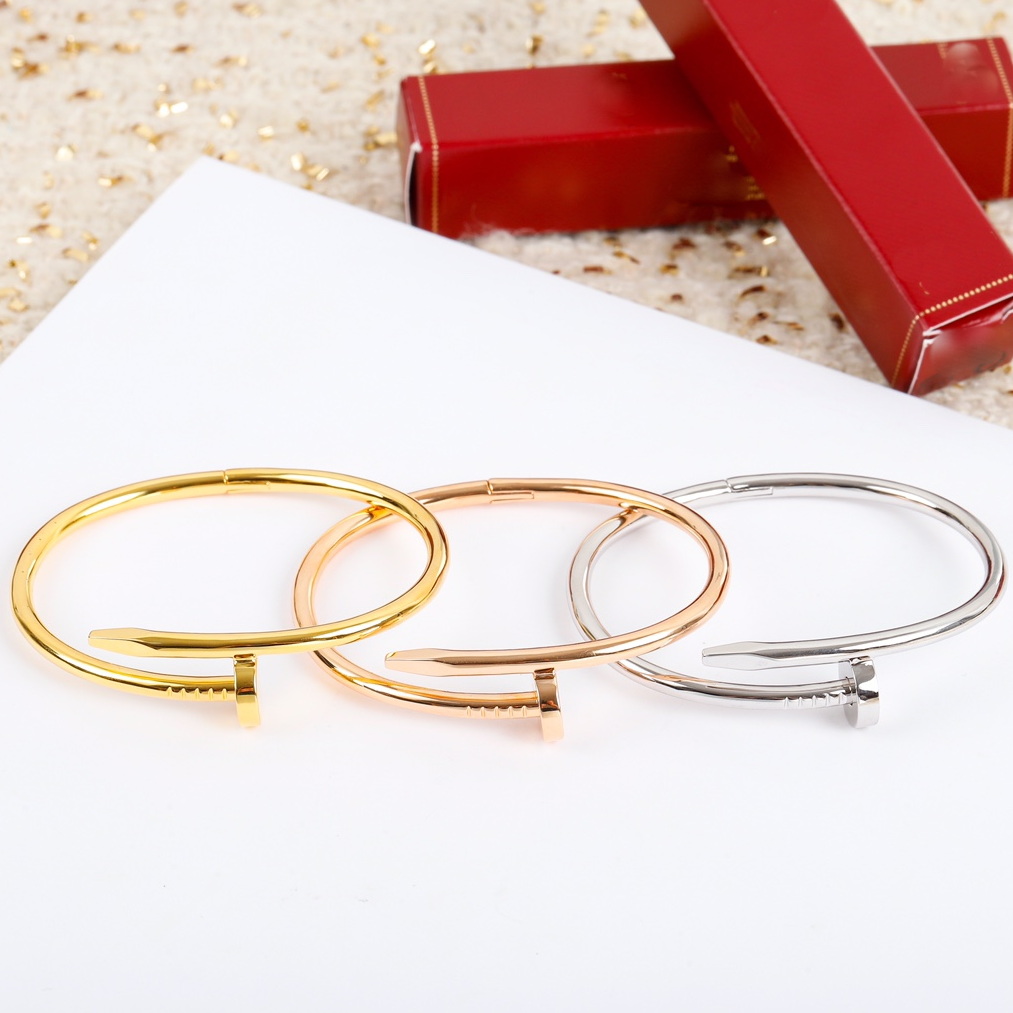 

nail series gold bangle Au 750 18 K never fade 16 17 18 size with box official replica top quality luxury brand jewelry premium gifts couple bracelet gift for girlfriend