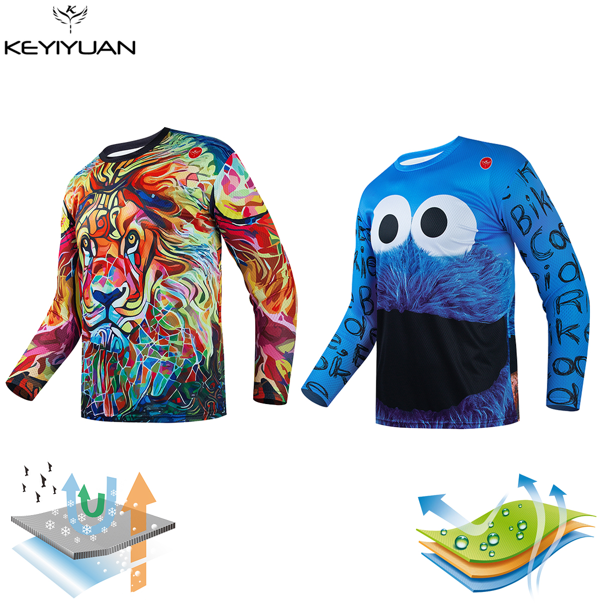

2022 KEYIYUAN Men Motocross Jersey Cycling Outdoor MTB T-shirt Mountain Bike Downhill Wear Bicycle Clothing Breathable, 05