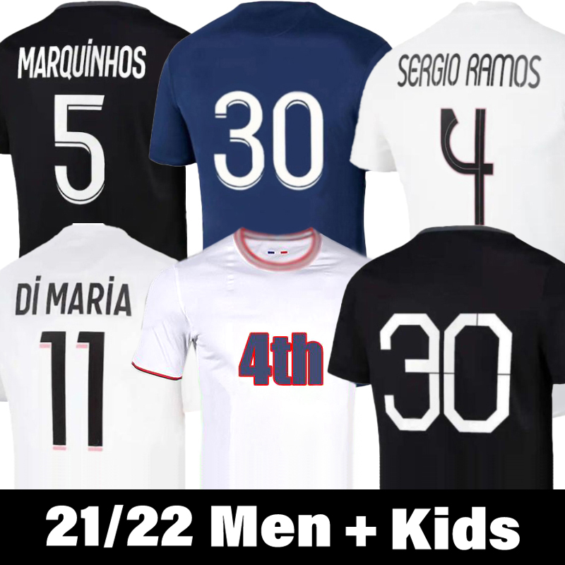 

MBAPPE 30# PLAYER Soccer Jersey Fourth White 2022 2023 HAKIMI SERGIO RAMOS MARQUINHOS VERRATTI PSGS KIMPEMBE Maillots de foot 3rd Football shirt 21 22 23, 21/22 men fourth + ligue
