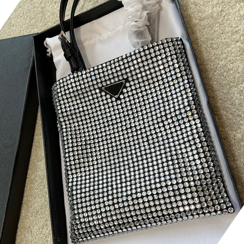 

King Diamond Bag High Quality Shopping Bag Luminous Crossbody Handbag Designer Nylon Waterproof Fabric Grain Leather Size 20x16cm