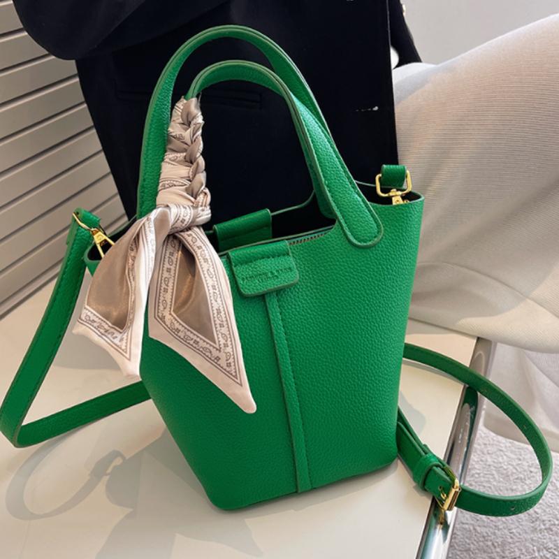

Evening Bags Small Sweet PU Leather Bucket Shoulder Crossbody 2022 Fashion Summer Brand Designer Trend Cute Ribbon Handbags ToteEvening, Green