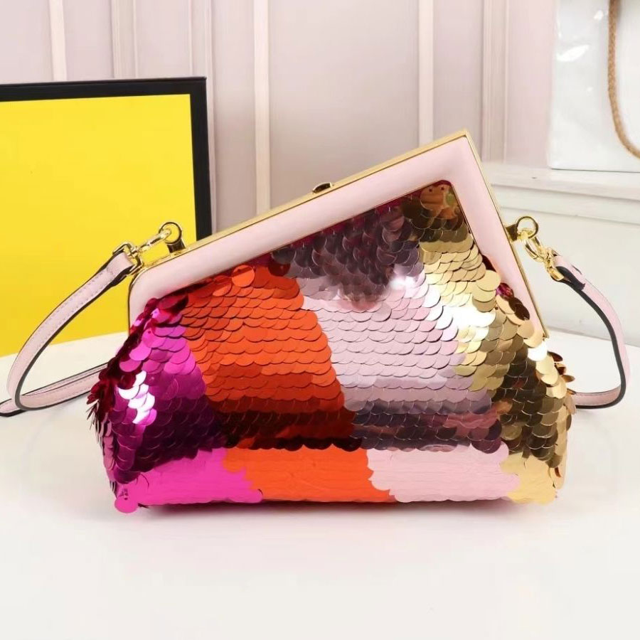 Sacs de main de créateur luxueux sac d'embrayage sac métal paillette ourlet véritable en cuir new fashion femelles sac à main dames single épaule